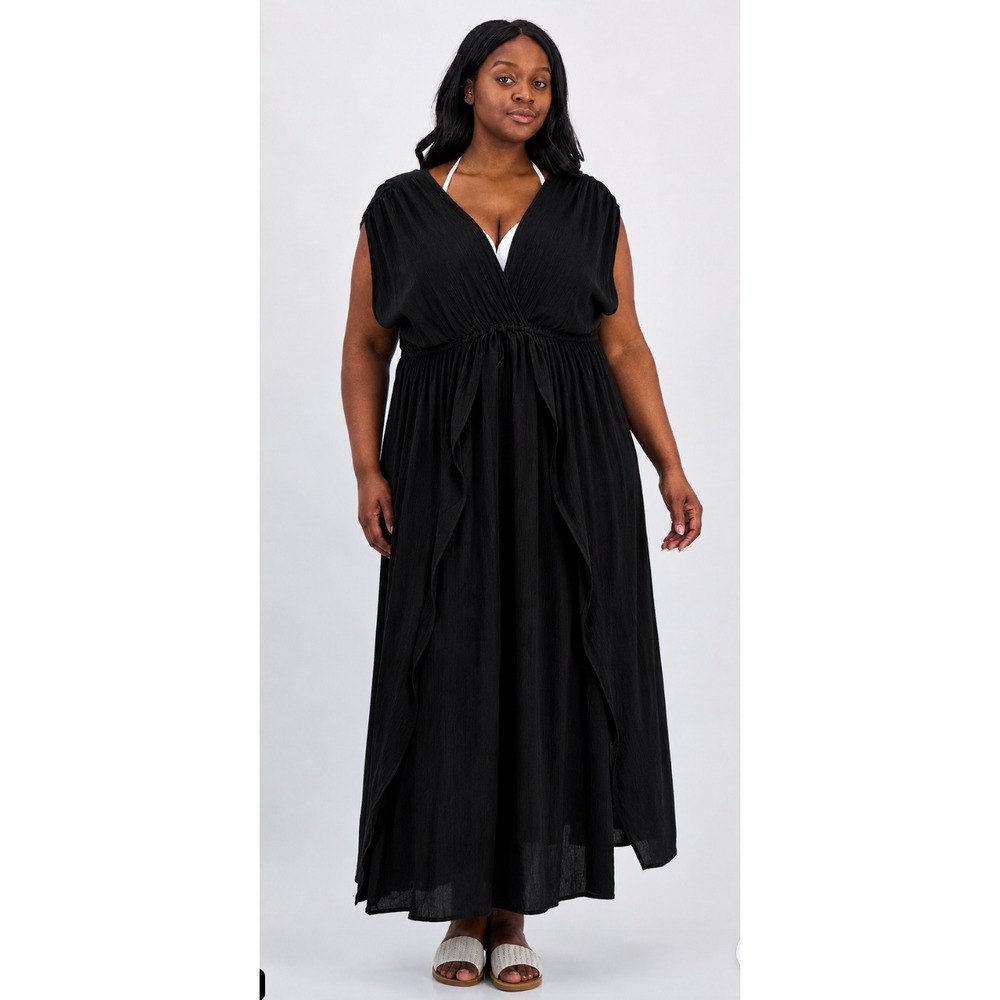 NWT Raviya Maxi Dress Women Black Surplice V-Neck Elastic Waist 3X $60